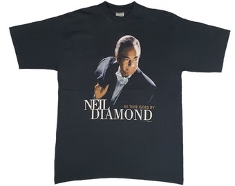 Vintage 1999 NEIL DIAMOND As Time Goes By Europe Concert tour T shirt size XL / 90s American singer pop rock jazz country western rock tee