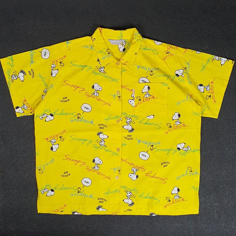 90'S SNOOPY character print T-shirt, men's size M, vintage unknown yellow type Vintage Second Hand main image 0
