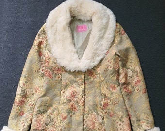 Senhoras SUCER DES BONBON casaco feminino de pele floral tamanho X-Small / cultura japonesa streetwear estilo harajuku agasalho suéter bordado