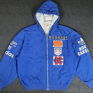Veste De Piste Vintage Cougars Lycée - Bleu - Années 60/70 - Taille Jeunesse L - Occasion