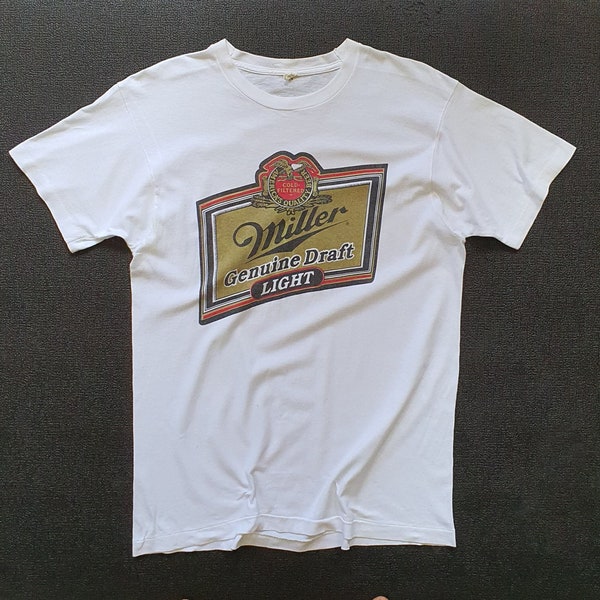 Vintage 80s MILLER Beer promo T shirt size Medium / 80s Classic America Beer Weed Pot hippie advertising Novelty Distressed tee