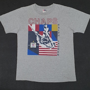 Vintage 90s Chaps Ralph Lauren Yatching T shirt size Large / 1990s Polo RL American Sailing Gear Yatch shirt / Made in USA