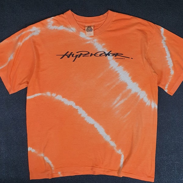 Vintage HYPERCOLOR GENERRA 1990s Orange T shirt size X-Large / 90s Streetwear vibes rave Heat Color Change Metamorphic-Color-System tee