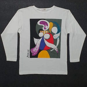 Vintage 80s PICASSO Women With A Flower art collection Long Sleeve T shirt size S / 1980s artist Pop Art tees / Pablo Picasso Drawing tee