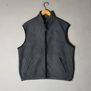 Vintage Polo by Ralph Lauren Small Pony Vest Sweater size X-Large / 1990s Polo Gray Vest Golfer Gilet Fleece Jacket