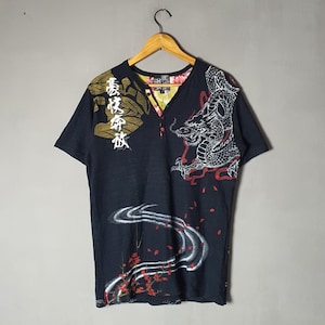 Vintage Japanese Oriental Style Abstract T Shirt Size Medium 90s