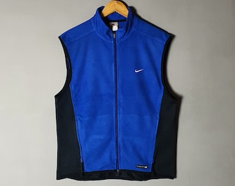 Vintage NIKE Swoosh thermische pasvorm jaren 1990 fleece vest windjack maat M-L / zeldzame jaren 90 sportjack / hiphop hipster streetwear bodywarmer