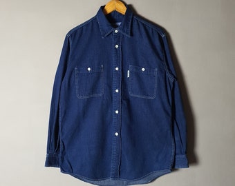 BLUE BLUE Japan Indigo Button Up Shirt size Small / 1 /  HR Market Japanese Streetwear Harajuku Style indigo Dyed shirt