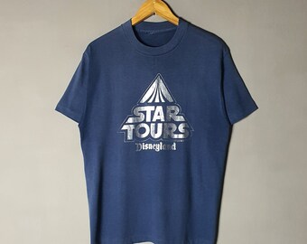 Vintage 1986 STAR WARS Star Tours 1980s Graphic T shirt size Medium / 1980s Lucas Film Disneyland Walt Disney 80s promo Tee