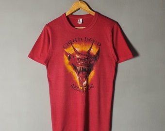 Vintage 1982 URIAH HEEP Abominog Summer Tour Concert T shirt size S-M / Rare 80s Heavy Metal Progressive Hard Rock Band Tee Shirt