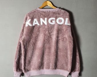 Vintage KANGOL Fleece Sweater Größe Medium / 1990er Jahre Preppy Sweater / Pullover / Pullover / Big Logo Streetwear Crewneck