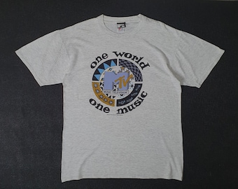 Vintage 90's MTV Single Stitch T-shirt Adult Large Mtv's World