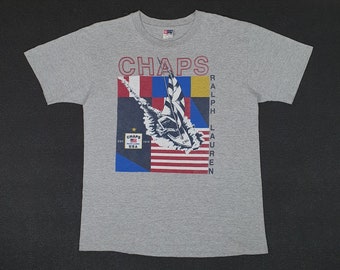 Camiseta vintage de los años 90 de Ralph Lauren, talla grande, para yates / Camiseta de los años 90 de Polo RL American Sailing Gear Yatch / Fabricada en EE. UU.