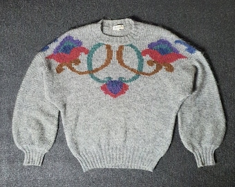 Vintage 80s HERNO knit Pullover sweater size 42 / M / 1980s Original Italy Fashion High end Kid Mohair knit warm wear knitted Jumper