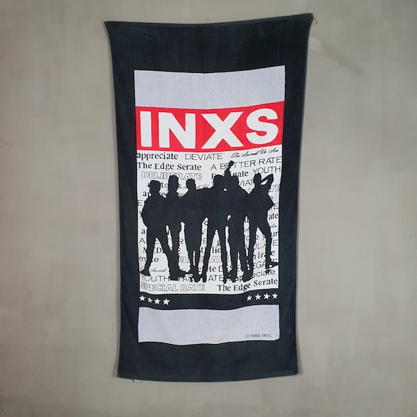 Vintage 1989 INXS Kick 60x31 inch Beach Towel / 80s Inxs Memorabilia Alternative Rock Post Punk New Wave 90s Michael Hutchence Merchandise