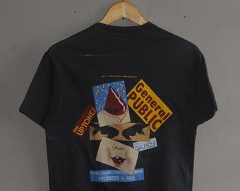Vintage 1985 GENERAL PUBLIC The Uptones The Basics New Year Staff Concert T shirt S / M / 80s Rock Post punk Ska Indie New Wave The Beat tee