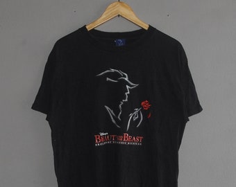 Vintage Beauty and the Beast 1990s T shirt size Medium / Large / 90s Disney musical broadway classical Romantic love live show theater Tee