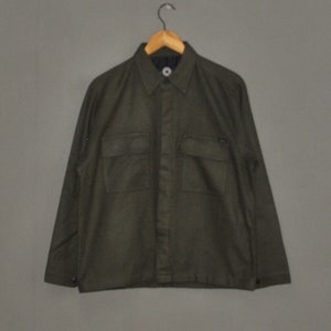 Camicia vintage anni &#39;90 CONVERSE Button Up Tops manica lunga taglia M-L / Camicia da donna verde oliva in misto lana stile militare anni &#39;90