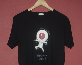 Vintage GeGeGe no Kitarō 1990s Japanese Anime Series T shirt Size Medium / Large /  Supernatural Horror Cartoon Manga comedy tee