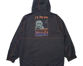 Vintage NIKE Alonzo Mourning 33 Hoodie Jacket size Large / 1990s Nike Grey label Basketball NBA Hip Hop streetwear Lightweight Windbreaker