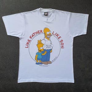 Vintage 1990 BART SIMPSONS 1990s T shirt size Medium / 90s The Simpsons Homer and Bart Funny Anime Cartoon Graphic Classic tee