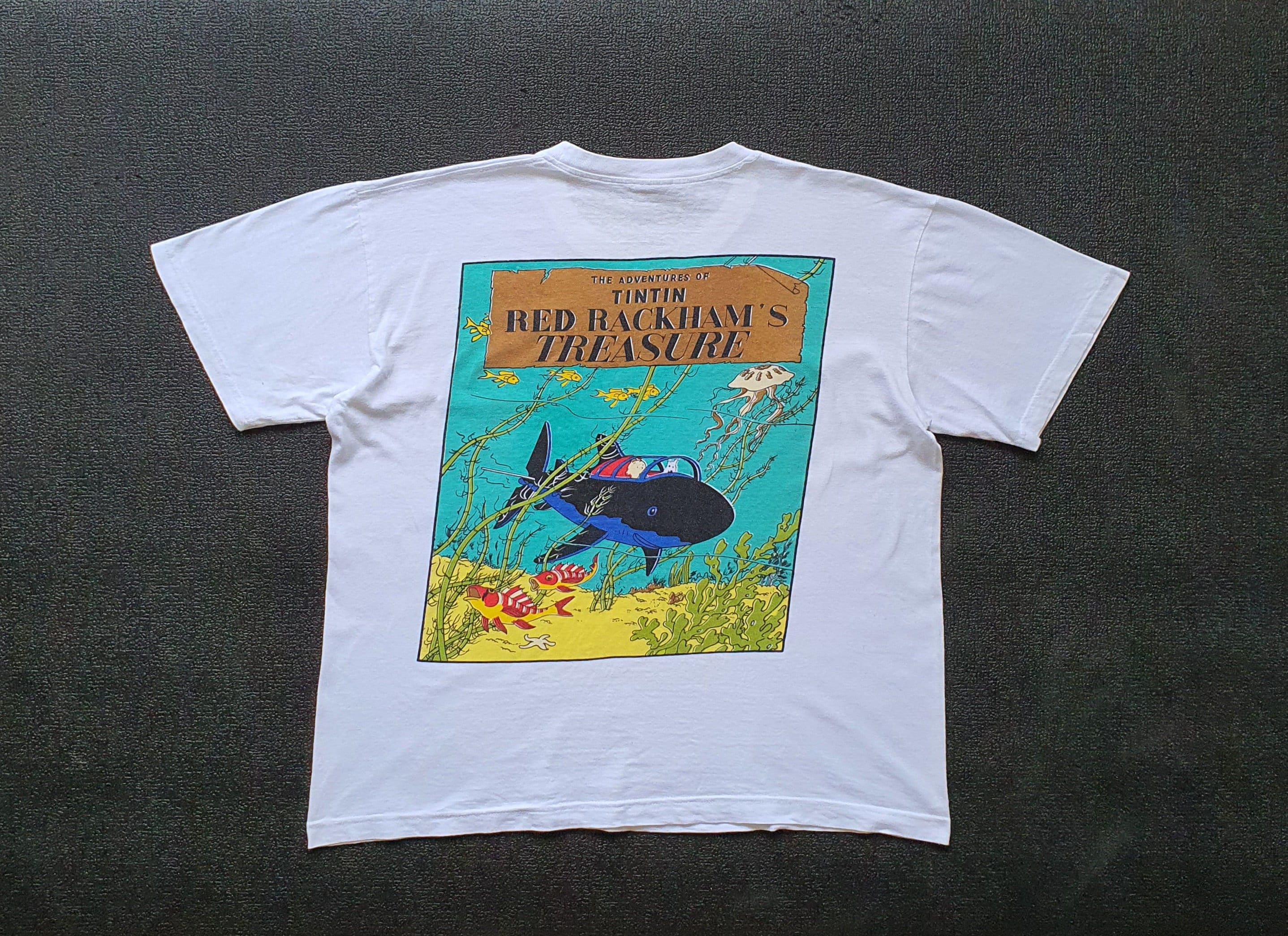 Vintage the Adventures of Tintin T Shirt Size M-L Tin Tin Red