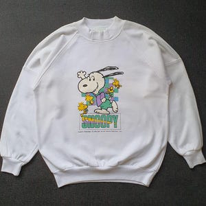 Sweat-shirt léger vintage Snoopy Peanuts taille XS-Small / sweat-shirt dessin animé mignon des années 90 / pull ras du cou anime vintage
