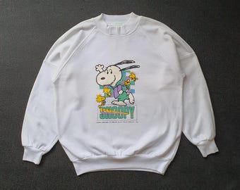 Sweat-shirt léger vintage Snoopy Peanuts taille XS-Small / sweat-shirt dessin animé mignon des années 90 / pull ras du cou anime vintage