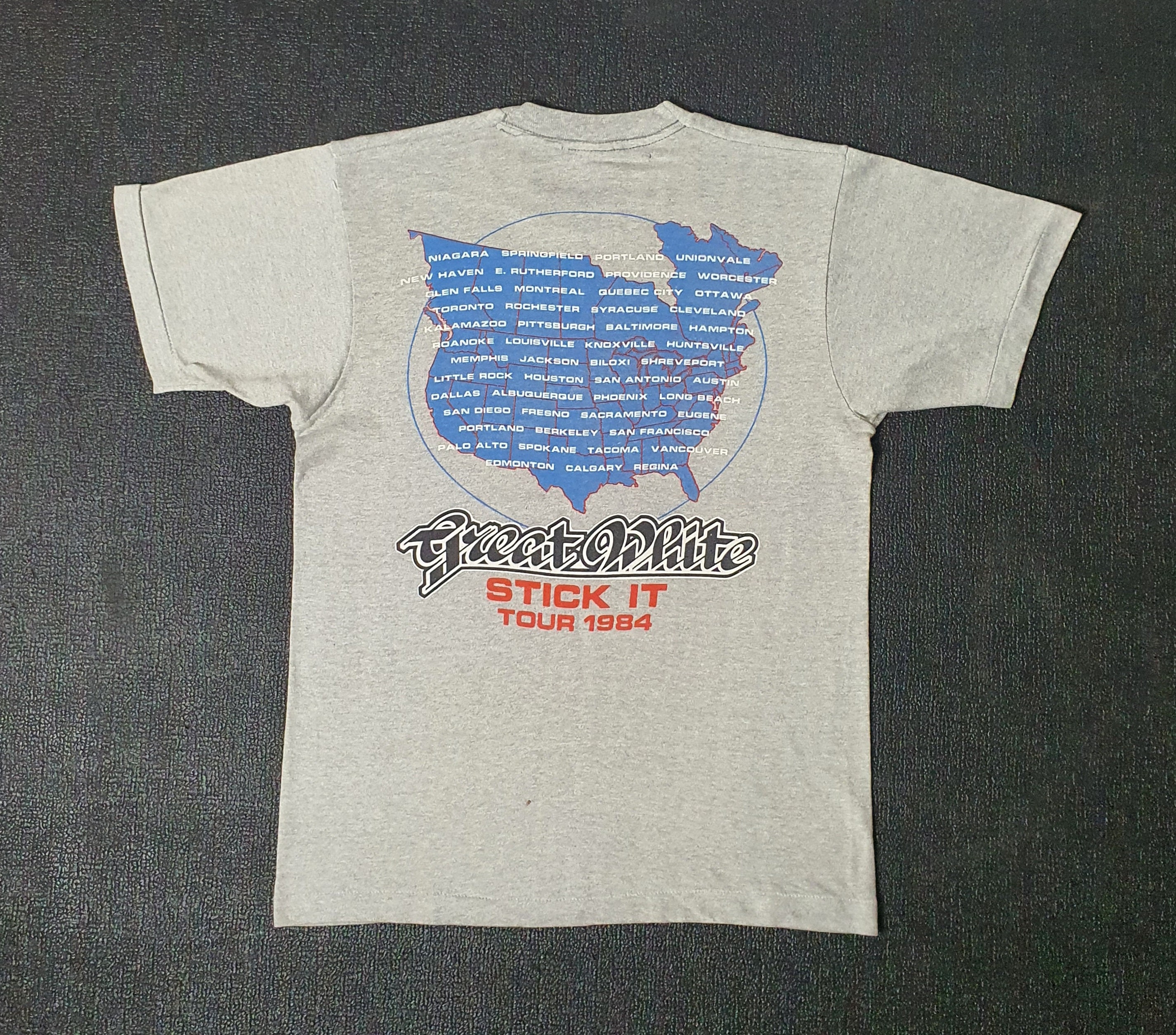 7SM1 【GREAT WHITE】グレートホワイト　ツアーTシャツ 古着 vintage 80s GREAT WHITE MISTA BONE HIGHWAY HUNTER TOUR