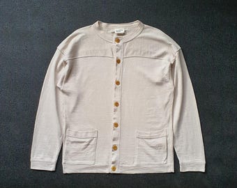 Cardigan vintage 45 tr/min pull taille moyenne / style minimaliste japonais Cardigan 45 tr/min à col boutonné fabriqué au Japon