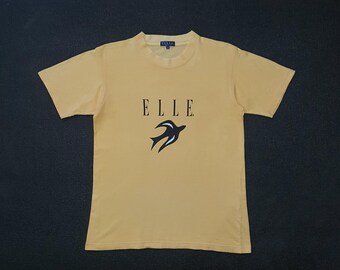 Vintage 90s ELLE T shirt size Medium / 1990s Le Dit De Elle Fashion Classic Logo streetwear tee / 90s Elle Tee