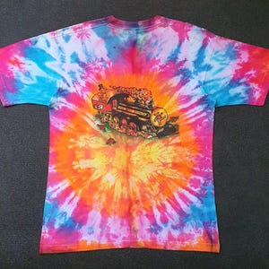 Vintage 90s GRATEFUL DEAD The Dead Express Artwork T shirt size Large / 1990s GD Rock Hippie Dancing Bear Distressed Thrashed Tie Dye Tee