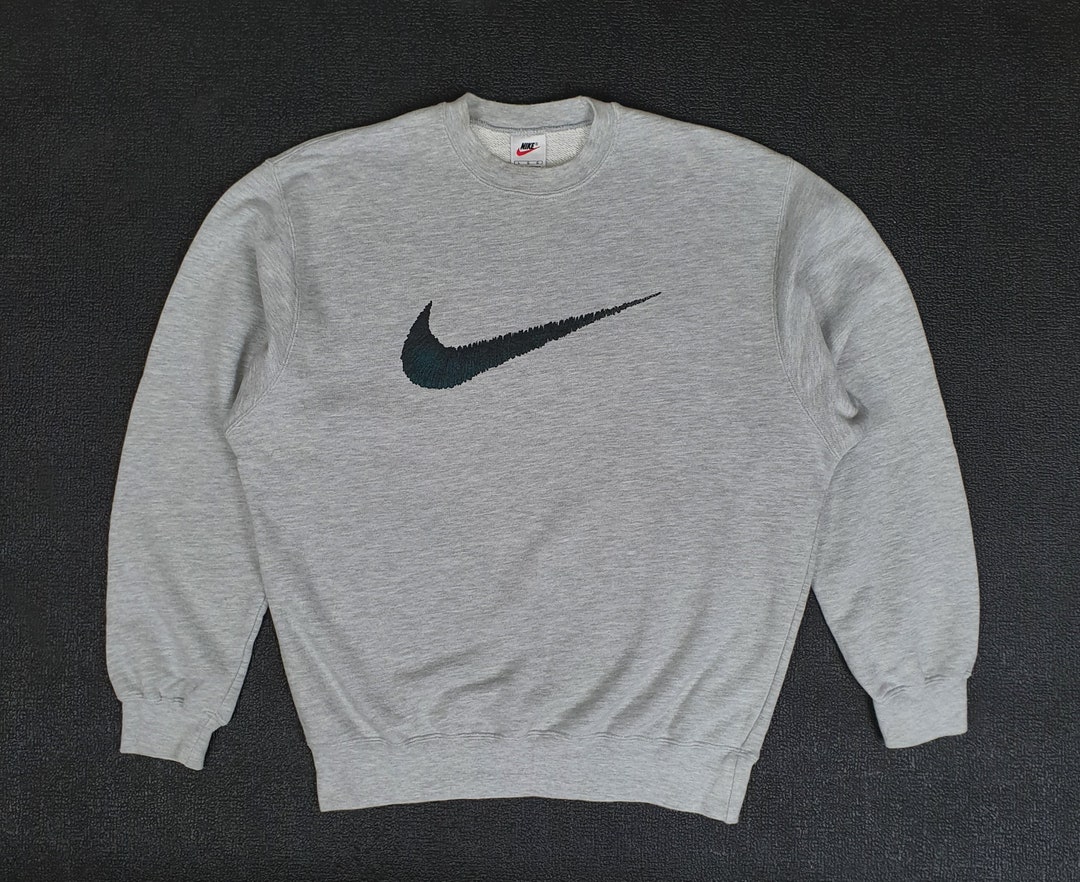 Vintage NIKE 1990s Big Swoosh Sweatshirt Large / 90s Sportwear