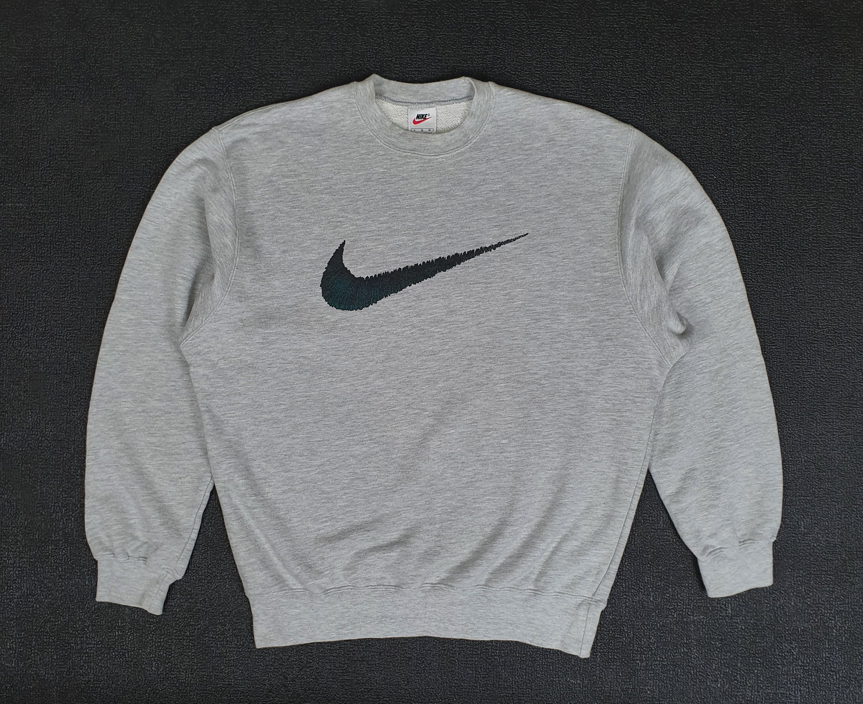 Vintage NIKE 1990s Big Swoosh Sweatshirt Large / 90s Sportwear