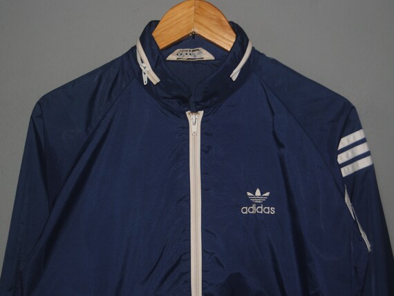 Vintage 80s ADIDAS Trefoil Light Raincoat windbre… - image 3