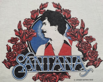 Vintage 1979 SANTANA Raglan Baseball T Shirt Size S-M /1970s