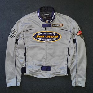 Vintage YAMAHA Jet-Rod Jacket size Medium-Large / 1990s Japanese biker ride Riding Expeditionary Equipment 90s Motorcycle Silver Jacket