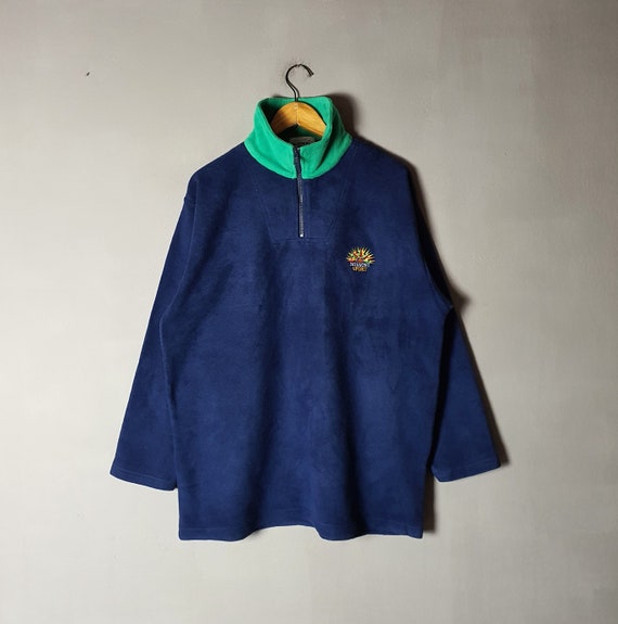 Vintage MISSONI Sport 1990s Blue Fleece Sweatshirt Size Large 