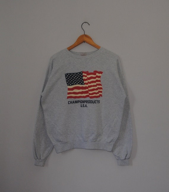 Vintage CHAMPION 1990s USA Flag sweatshirt size M… - image 1