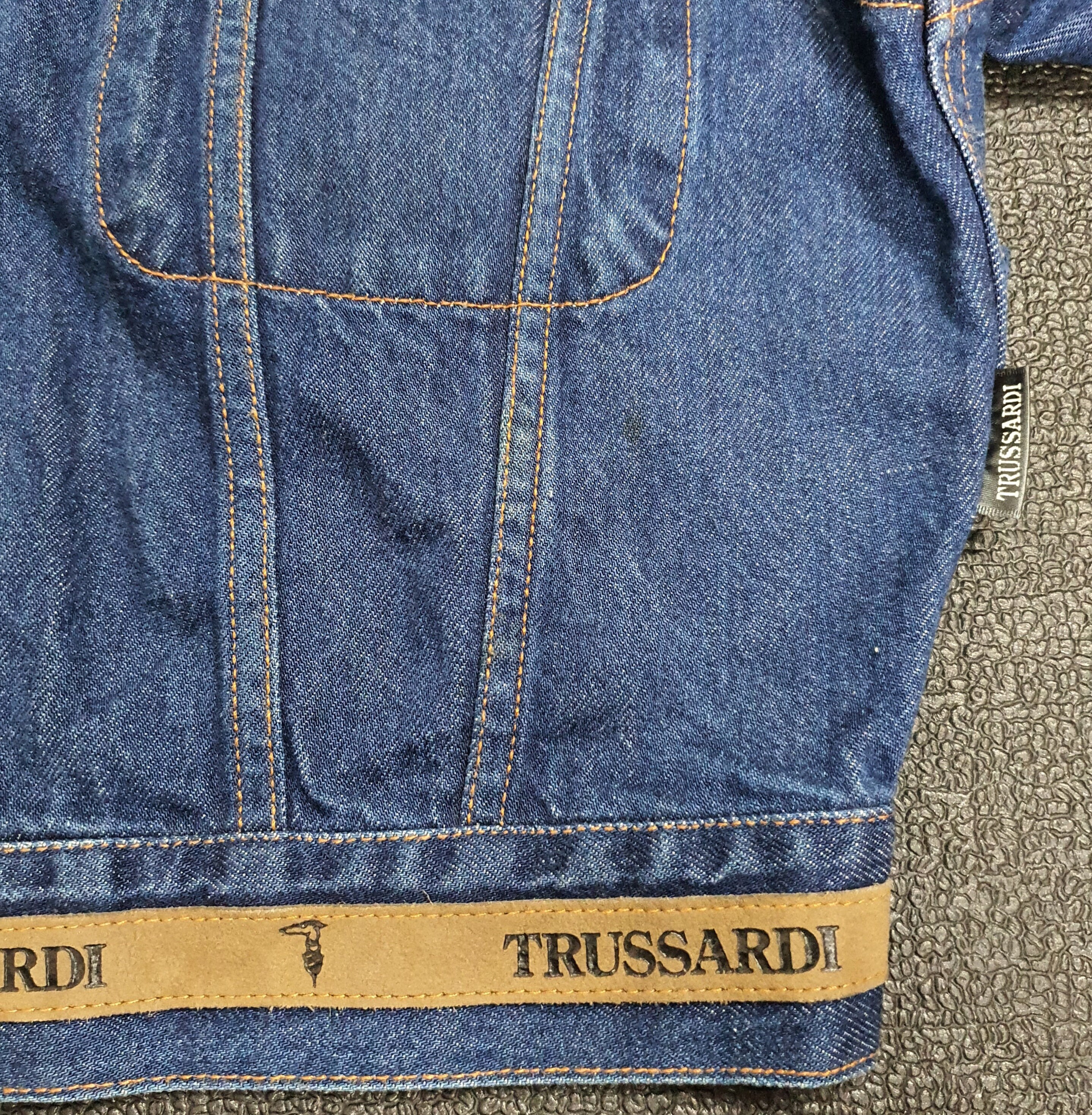 Vintage TRUSSARDI 90s Denim Jeans Jacket Cropped Size 38 / S