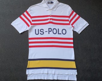 Vintage POLO Ralph Lauren US-Polo CP 93 Summer Collar Shirt size Medium / 90s Polo Stadium Ski P Wing Snow Beach Olympic Og 1992 1993 Shirt