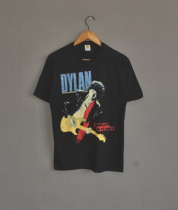 Vintage 1987 BOB DYLAN Temples in Flames Europe Tour T Shirt Size