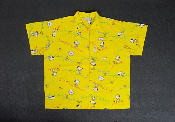 Vintage Snoopy Button Up Hawaiian shirt size Medi… - image 2