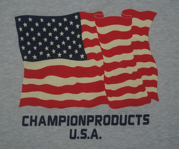 Vintage CHAMPION 1990s USA Flag sweatshirt size M… - image 4