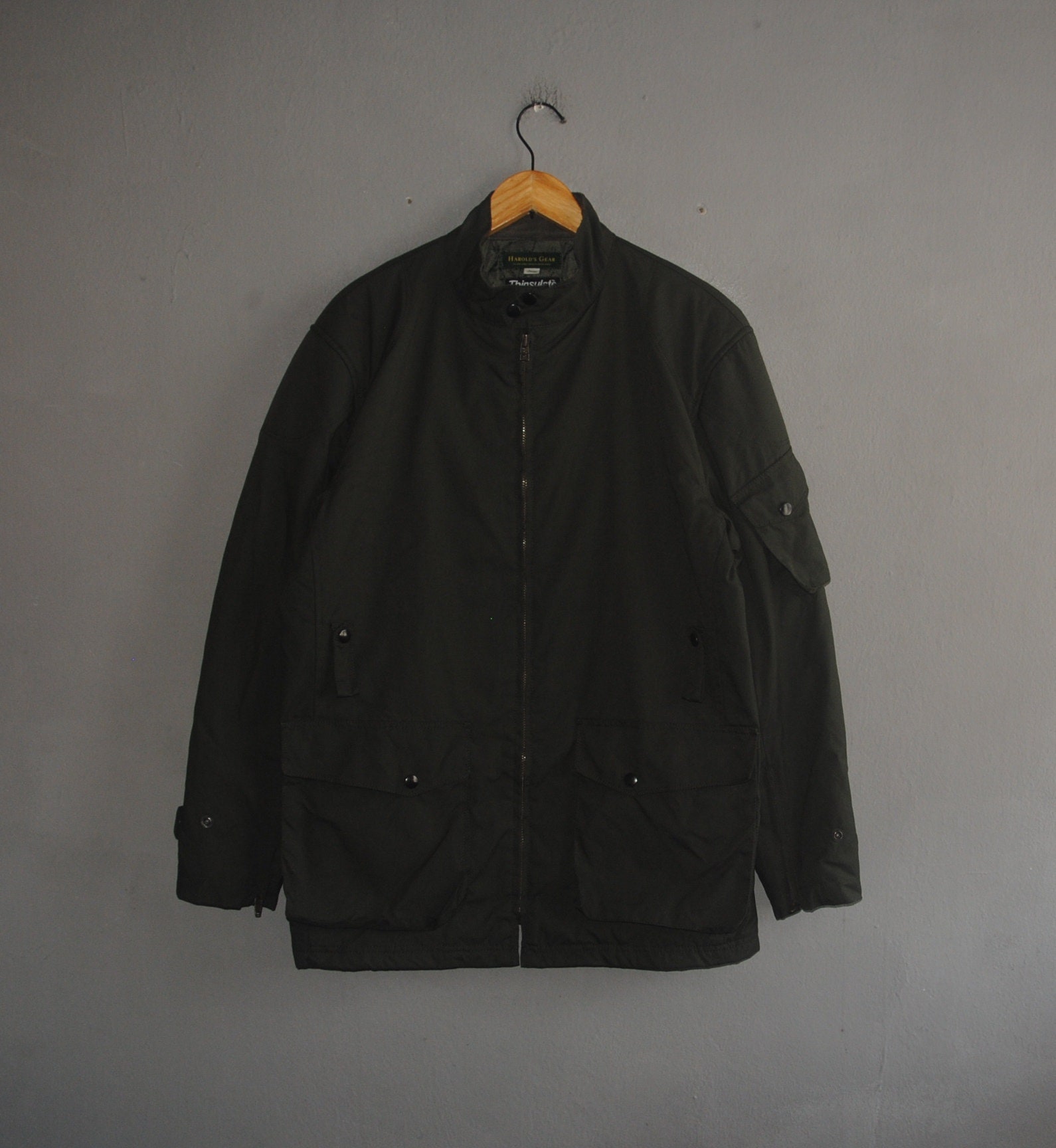 Vintage HAROLD'S GEAR Olive Zipper Jacket Size Large / 90s Vintage HAROLD'S GEAR Olive Zipper Jacket Size Large / 90s