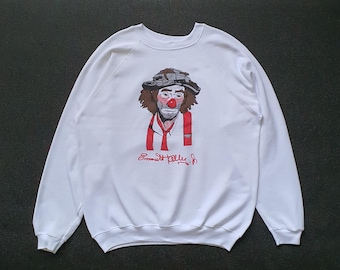 Vintage 80s Emmett Kelly sweatshirt size L-XL / 80s Weary Willie Clown American Circus sweatshirt / 1980s Graphic Sweater Pullover