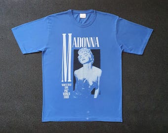 Vtg 1987 Madonna Who's That Girl Concert T-shirt Black L/XL 80s