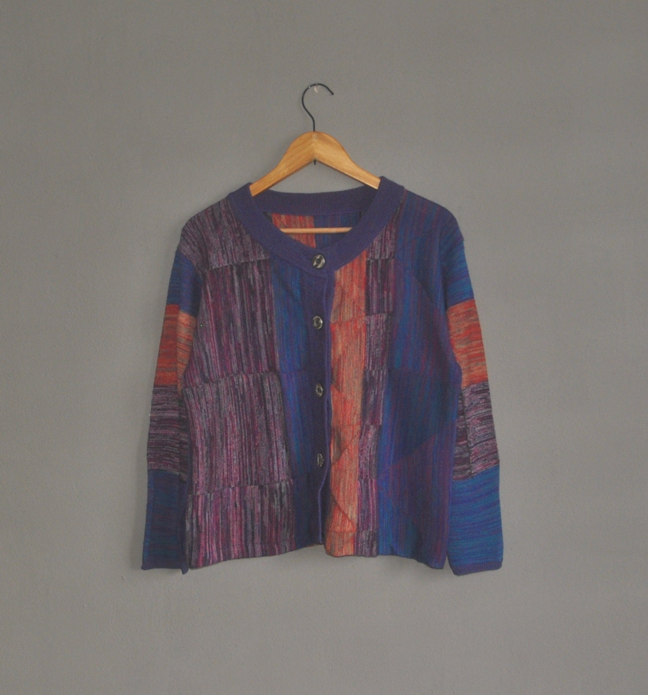 Vintage 80s Colourful Tweed Cardigan Fleece Sweater Size Small - Etsy