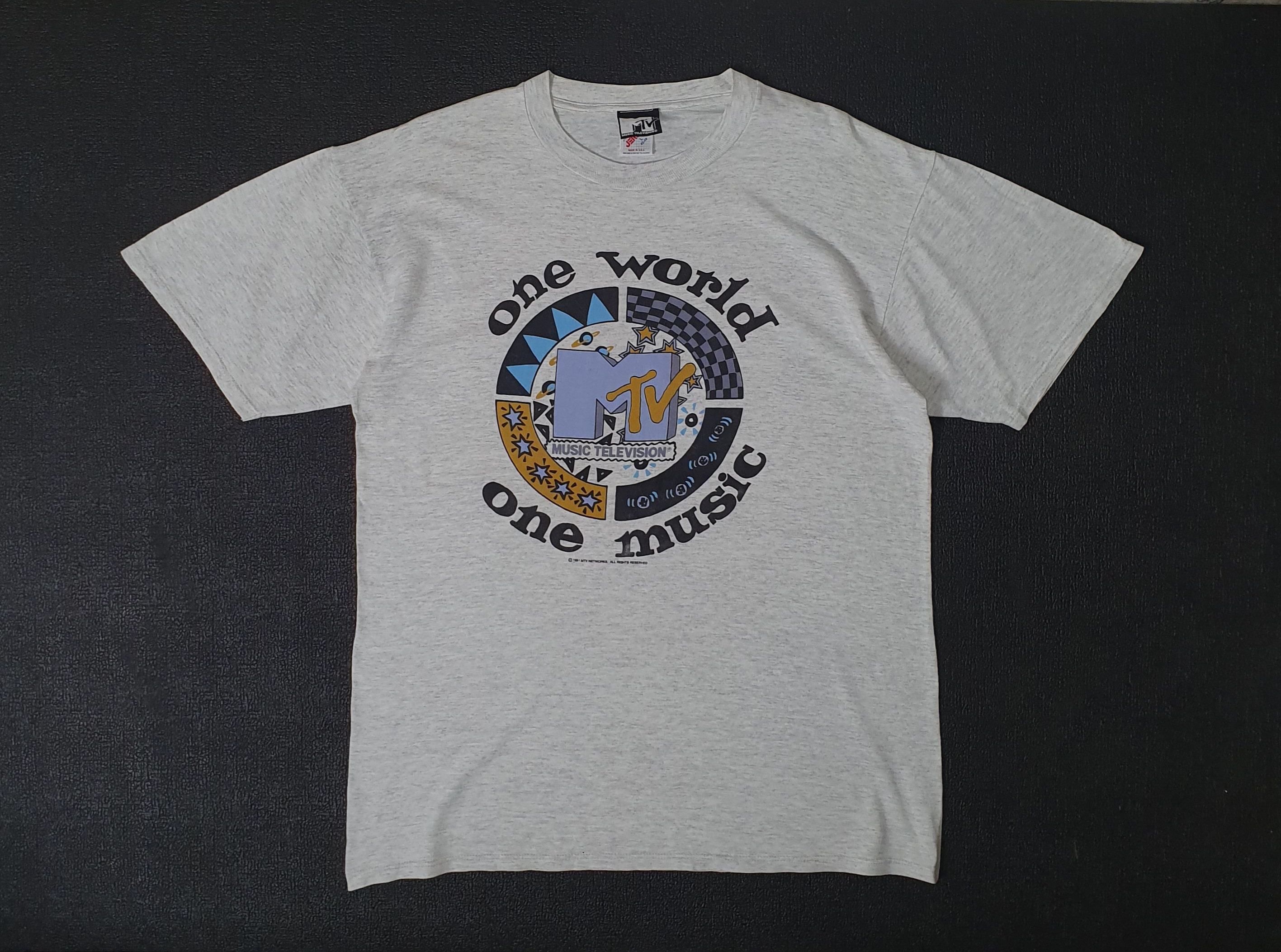 Vintage 1991 MTV One Music One World Shirt Size Large / Rare
