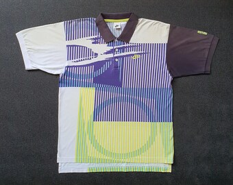 Polo de tenis NIKE Challenge Court vintage talla M / Recuerdos de tenis de los 90, camiseta Neon Air Tech / Camiseta de tenis de los 90 de Andre Agassi